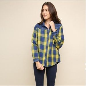 S-L Pins Over Plaid Button Up New